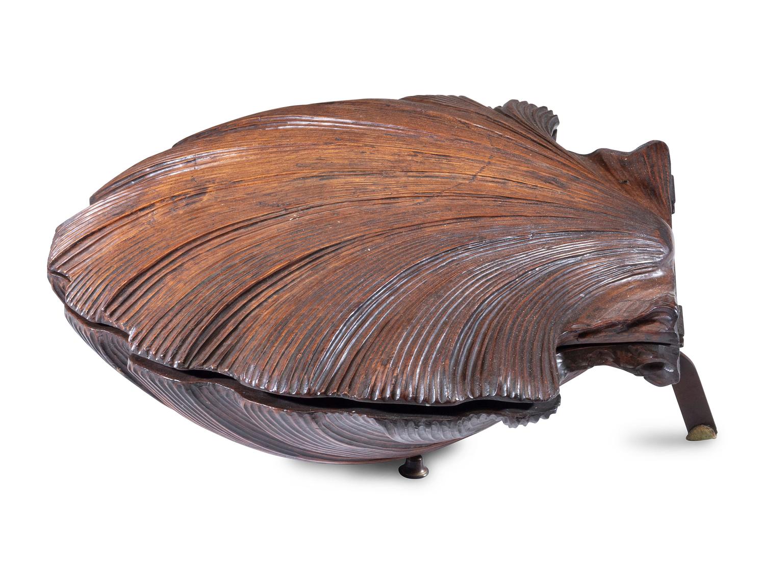 A Carved Walnut Shell Box