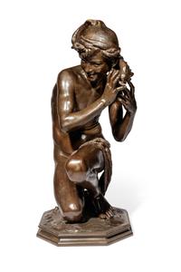Jean-Baptiste Carpeaux (French, 1827-1875) | 19th Century | Le jeune pêcheur à la coquille | bronze | signed JB Carpeaux and with Propriété Carpeaux stamp | Height 35 1/2 x width 15 5/8 x depth 18 5/8 inches.