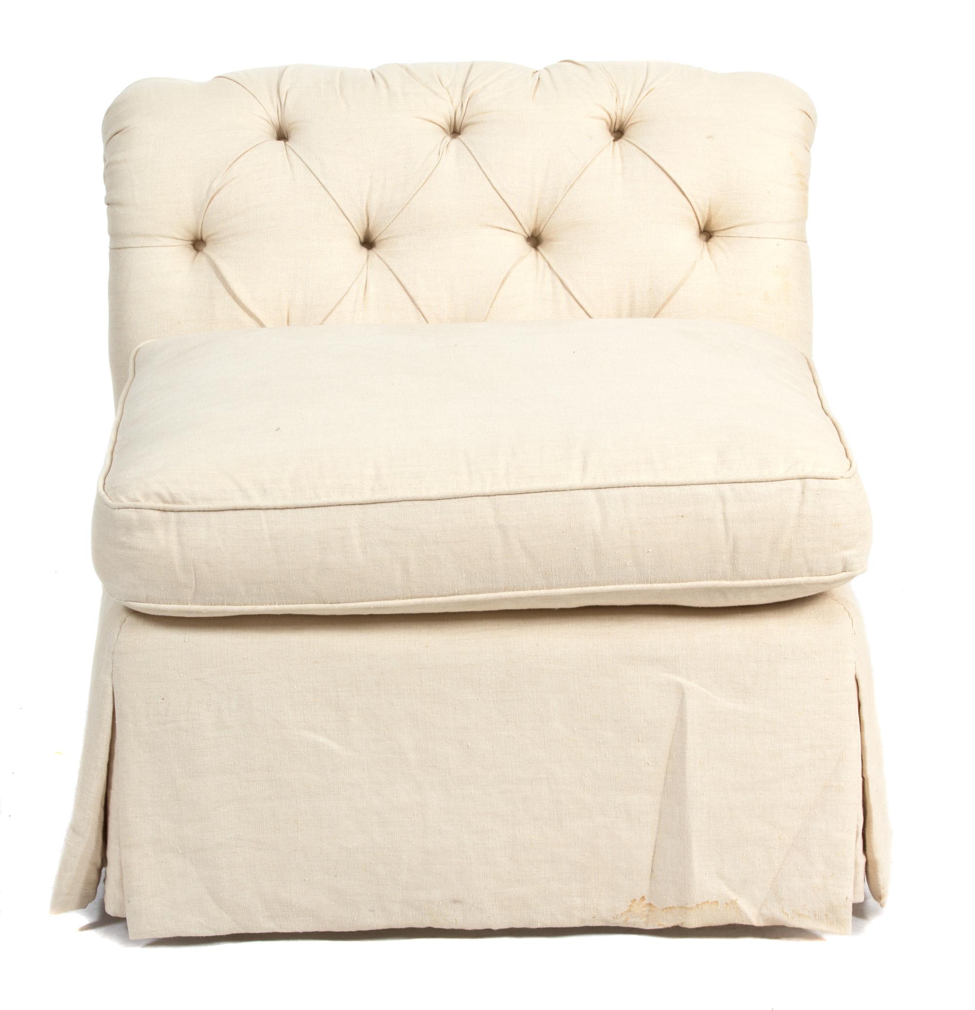 A Contemporary Upholstered Love Seat and Matching Side Chair Height 31 x length 78 inches. — 20TH CENTURY