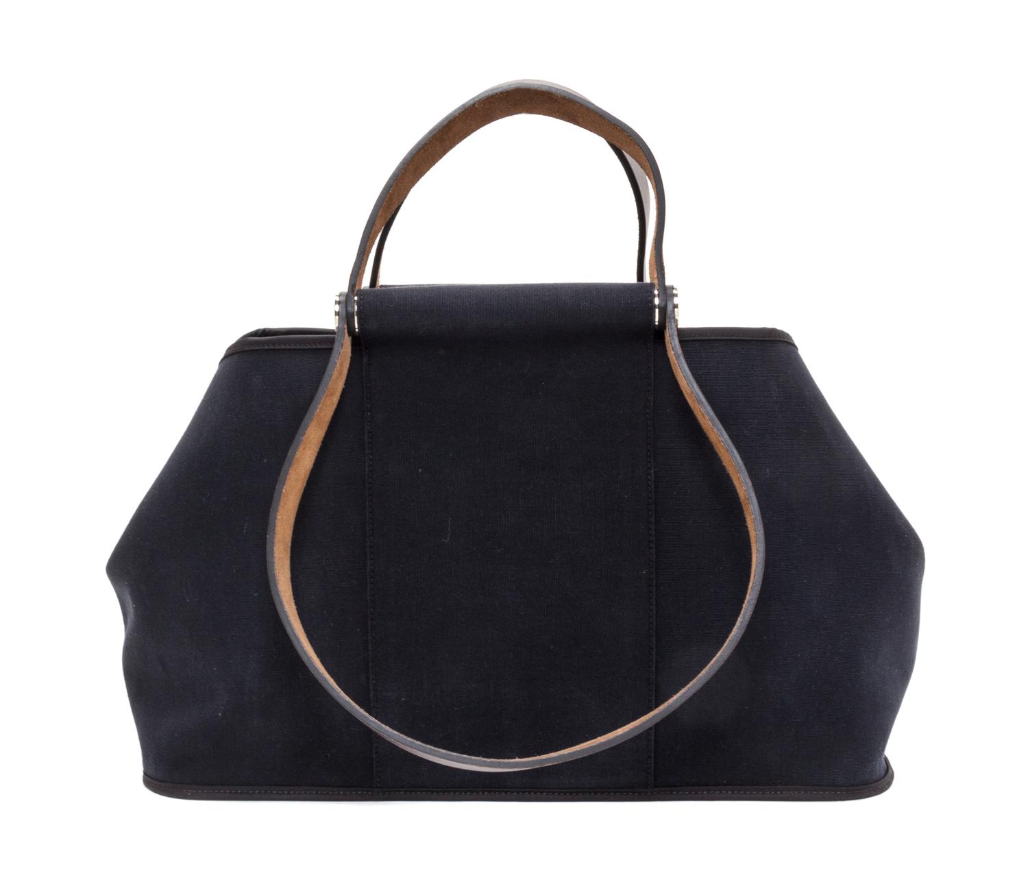 An Hermes Black Canvas Cabag Elan Tote, 10" x 14" x 5.5".