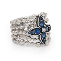 Sapphire, Diamond, and White Gold Ring
