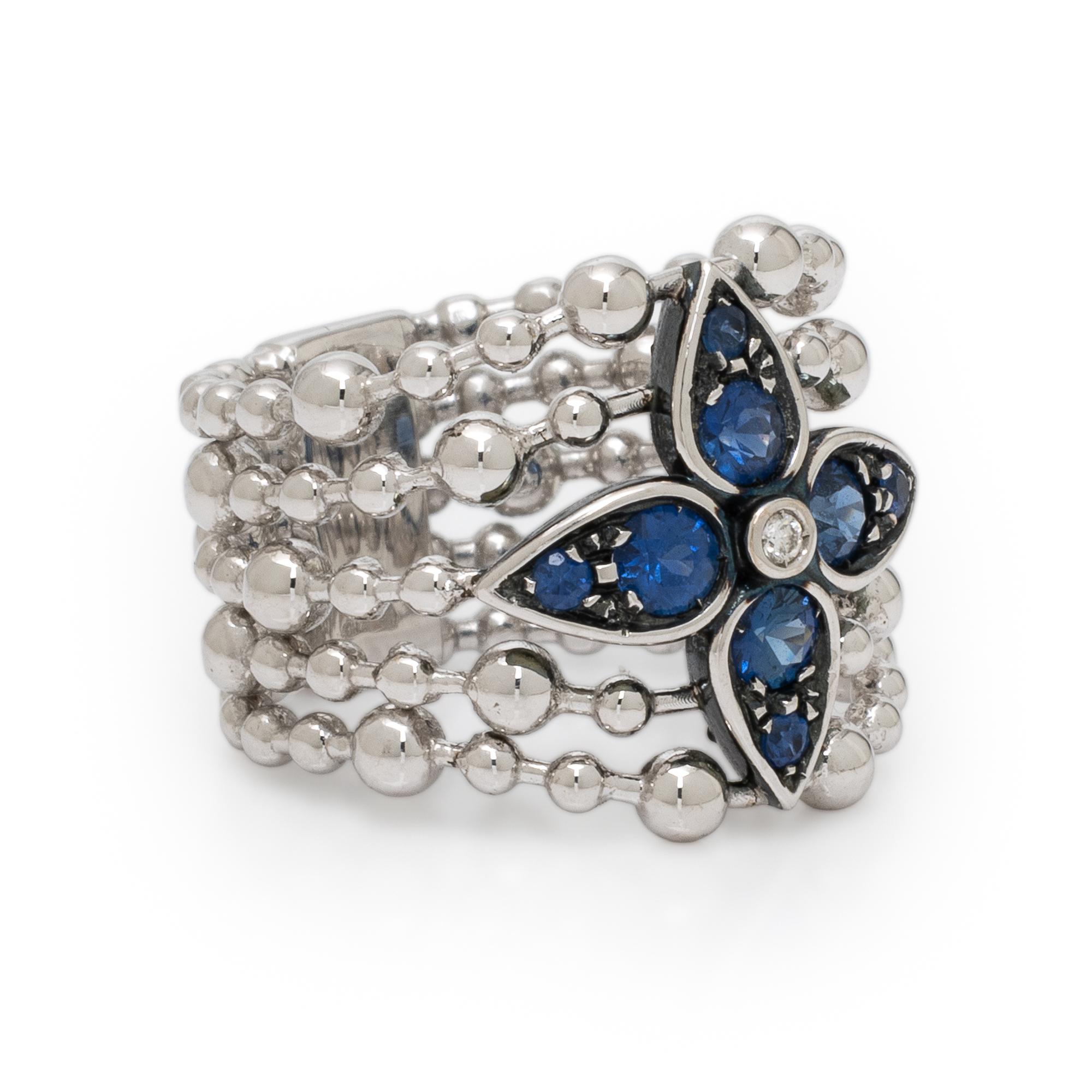 Sapphire, Diamond, and White Gold Ring