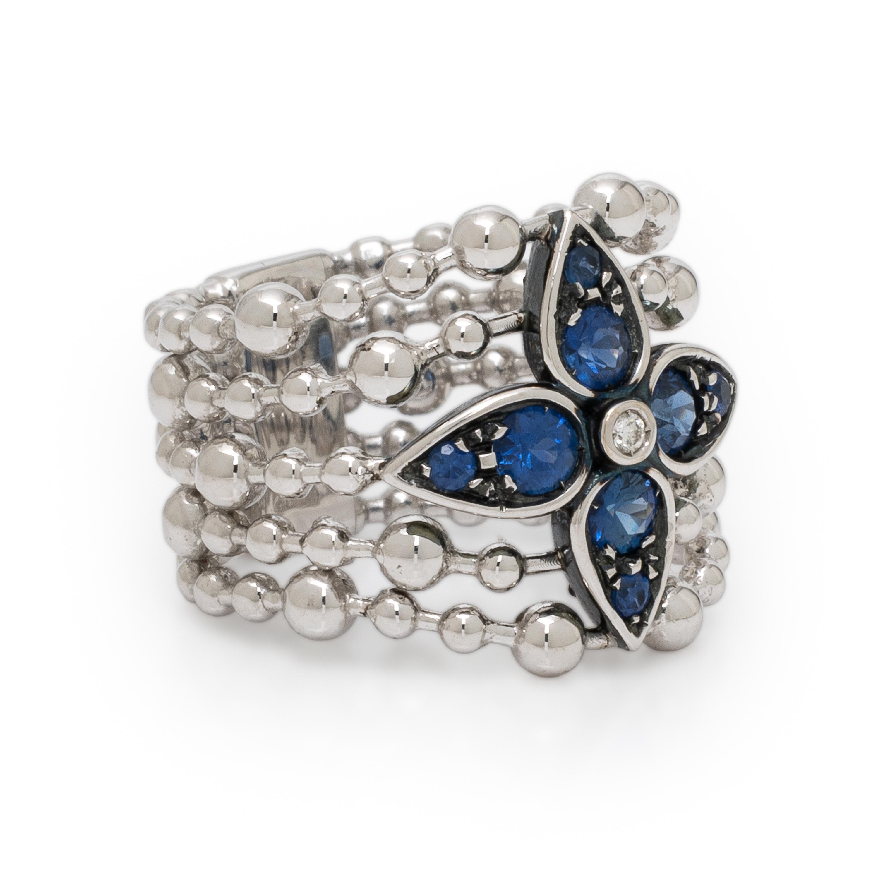 Sapphire, Diamond, and White Gold Ring