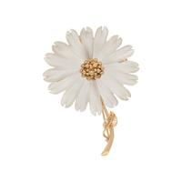 YELLOW GOLD AND GLASS FLOWER BROOCH
