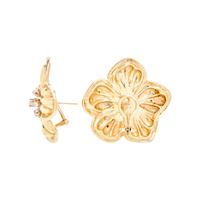 YELLOW GOLD AND DIAMOND FLOWER EARRINGS
