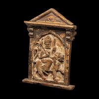 A Tibetan/Nepalese Carved Wood Shrine Panel
