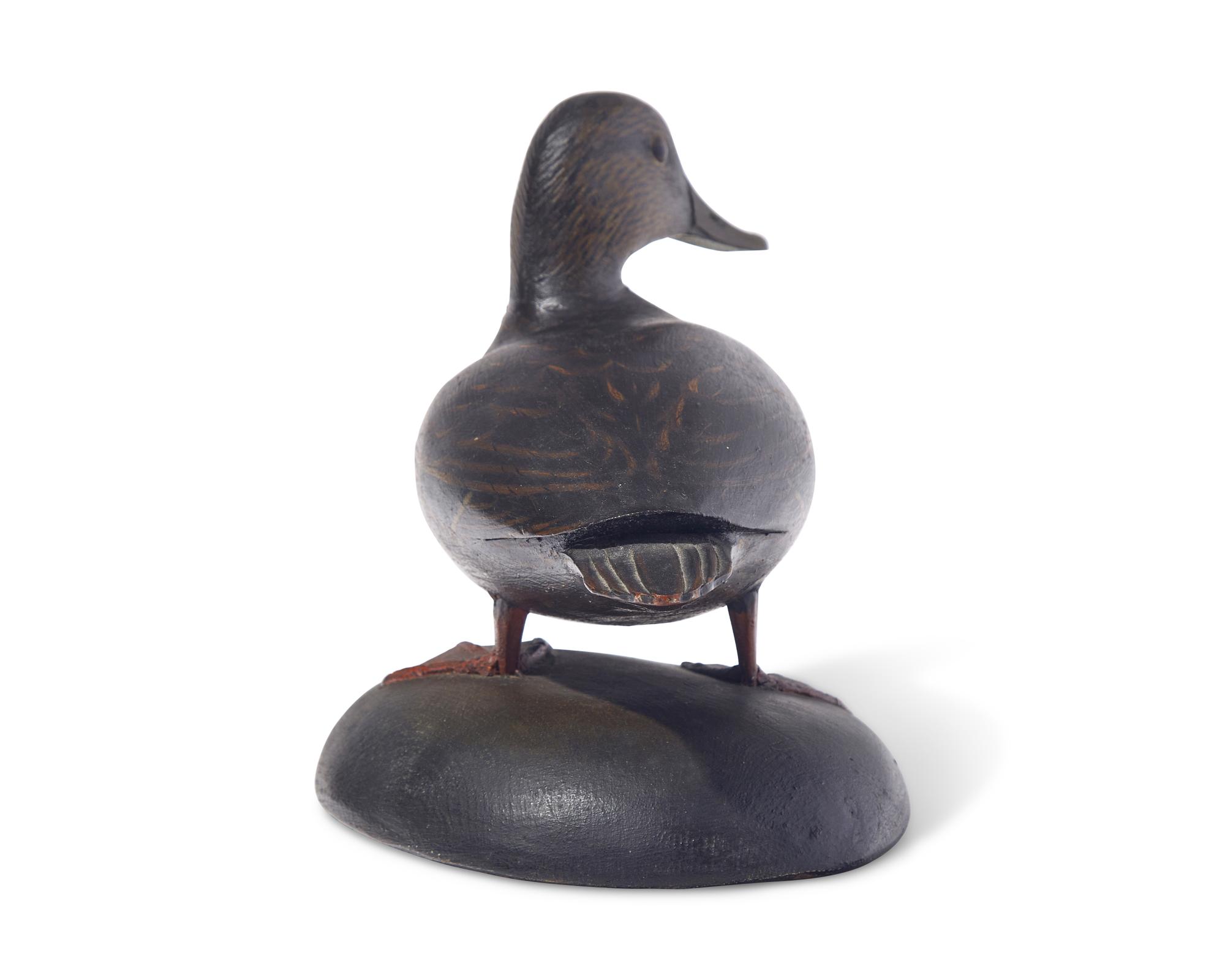 Anthony Elmer Crowell (1862-1951), A Painted and Carved Standing 2/3 Size Black Duck