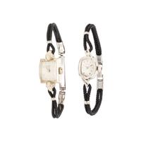 TWO 14K WHITE GOLD WATCHES BY HAMILTON AND LONGINES