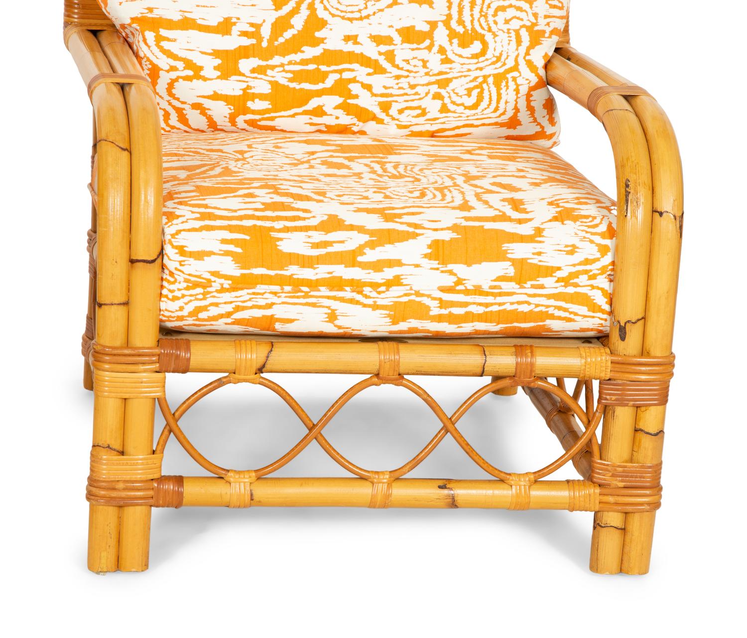 A Pair of Bielecky Brothers Rattan Armchairs and a Side Table.