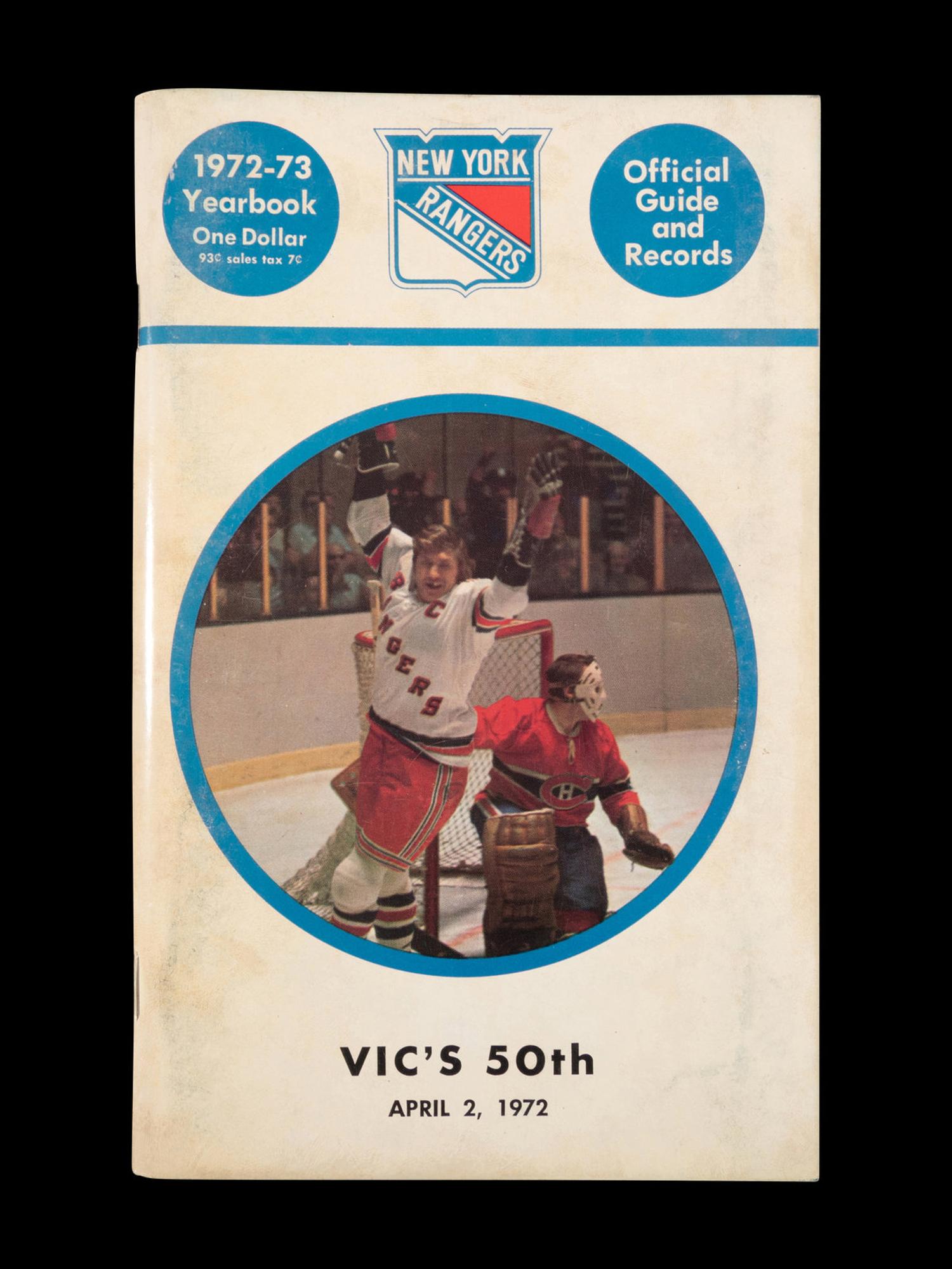 A Group of 16 1960s - 1980s New York Rangers Blue Book Media Guides,