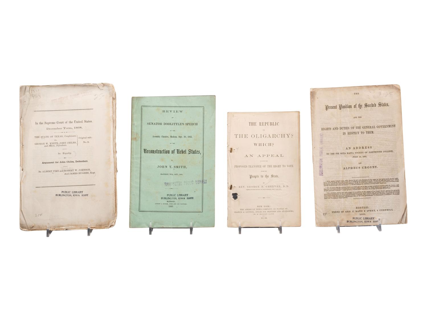 [RECONSTRUCTION]. A group of books and pamphlets related to Reconstruction, comprising: