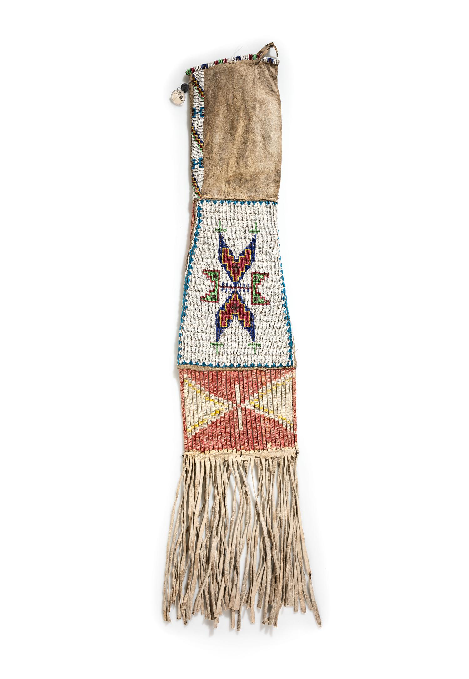Rare Sioux Double-sided Beaded and Quilled Tobacco Bag