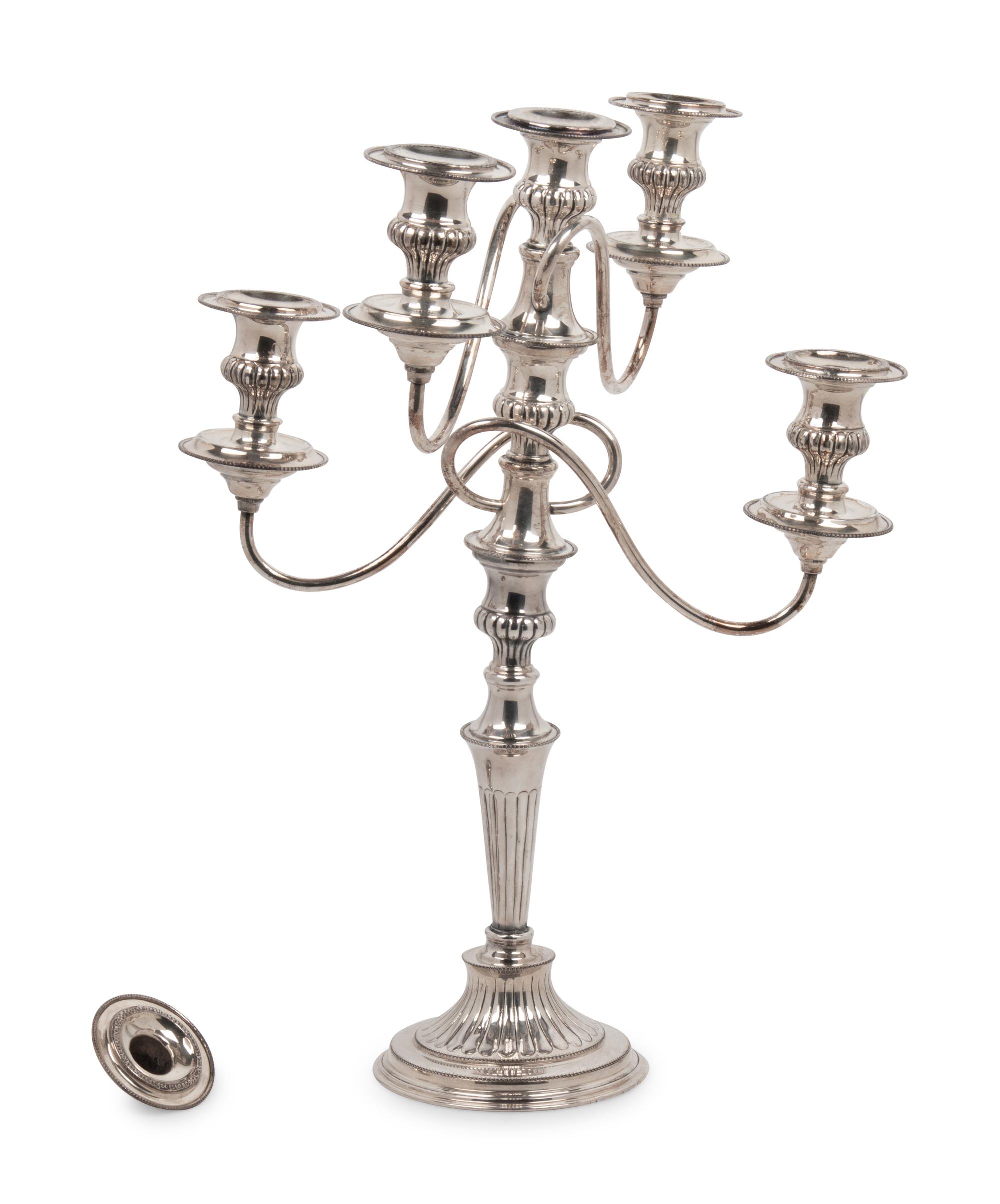 An English Silver-Plate Candelabra