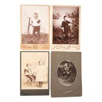 [BICYCLES]. A group of early photographs of cyclists, including children with tricycles, wagons, and riding toys.
