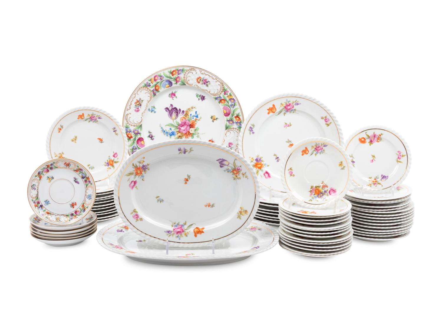 An Assembled Dresden Porcelain Dinner Service