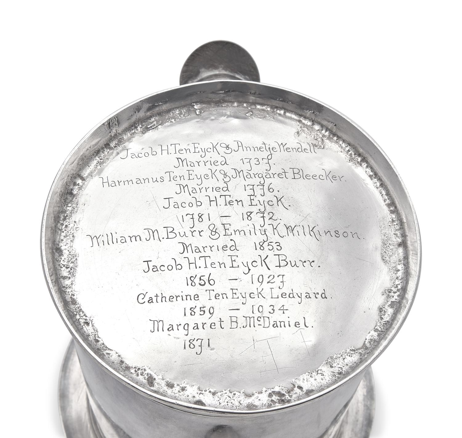 A Silver Tankard, Abraham Cuyler (1713-1749), Active 1735-1749, Albany, NY, Circa 1740