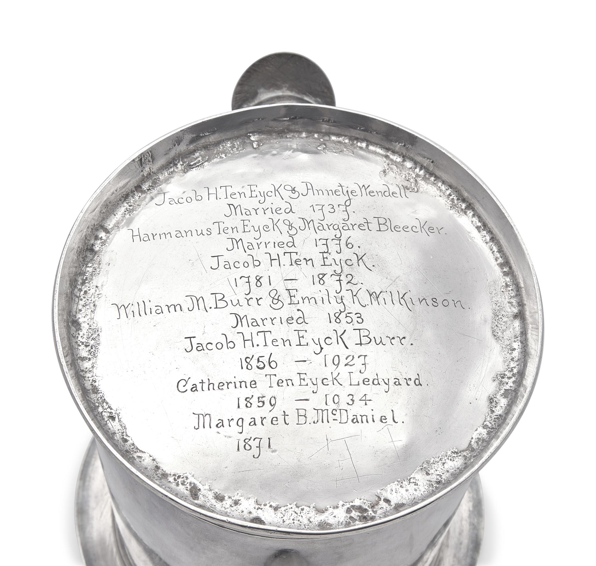 A Silver Tankard, Abraham Cuyler (1713-1749), Active 1735-1749, Albany, NY, Circa 1740