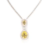 WHITE GOLD, LEMON QUARTZ, AND DIAMOND NECKLACE