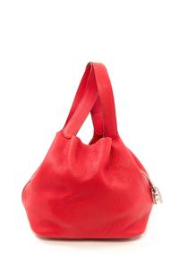 An Hermès Rouge Taurillon Clemence Picotin Lock GM Bag, 8.5" x 10.5" x 10.5"; Handle drop: 9".