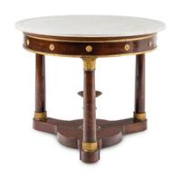 An Empire Style Gilt Bronze Mounted Mahogany Marble-Top Table
