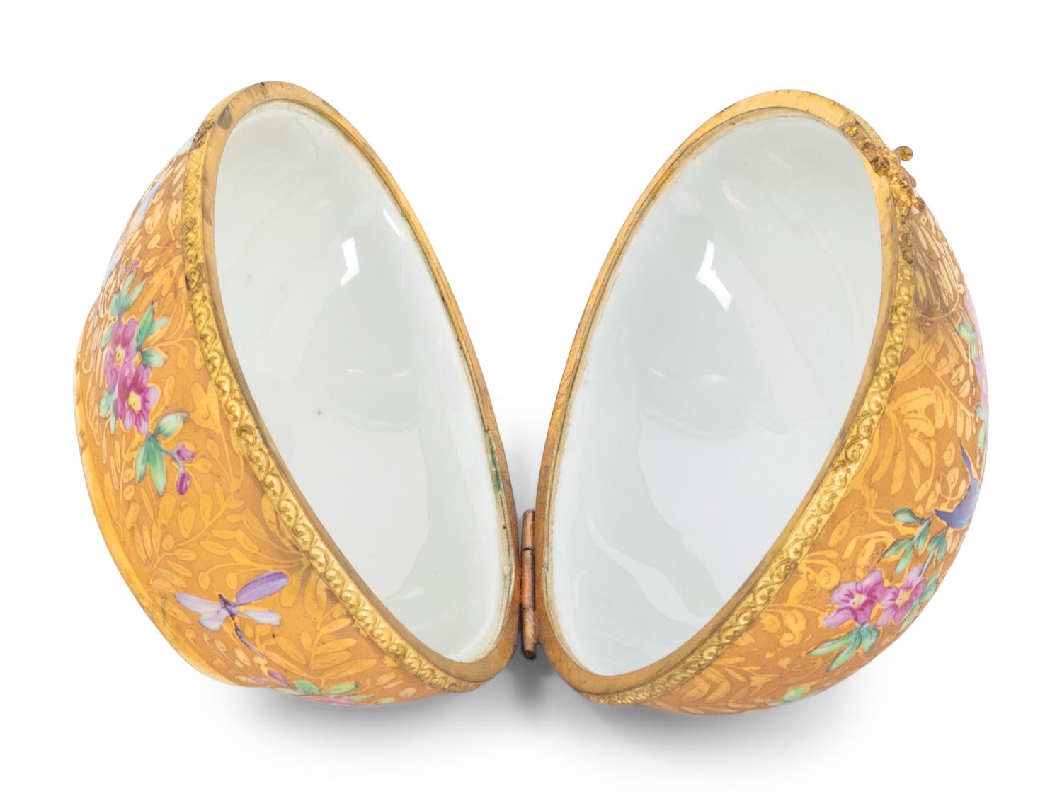 A Le Tallec Gilt Bronze Mounted Painted Porcelain Egg Box