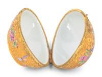 A Le Tallec Gilt Bronze Mounted Painted Porcelain Egg Box