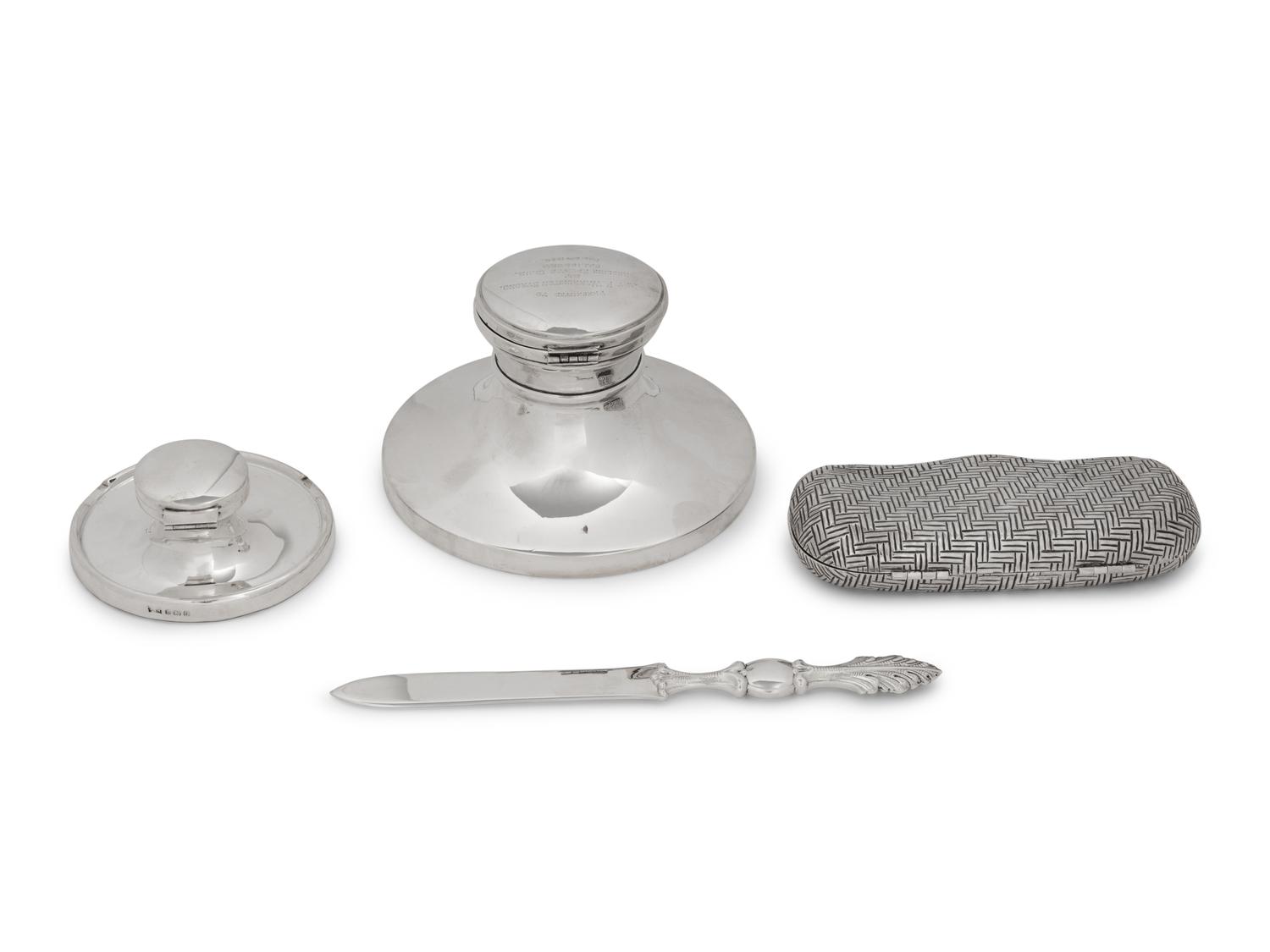 A Group of Four Silver Desk Articles