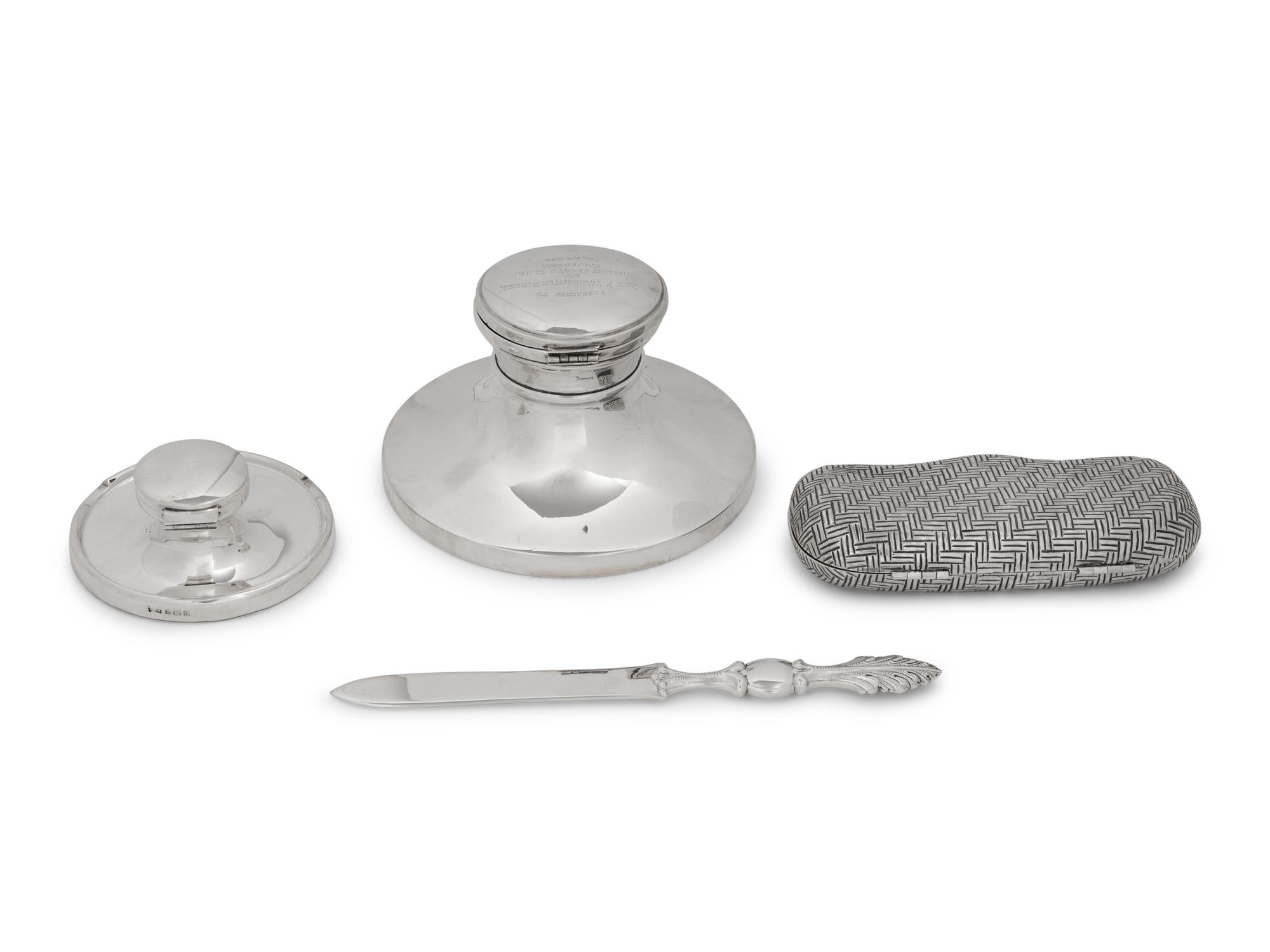 A Group of Four Silver Desk Articles