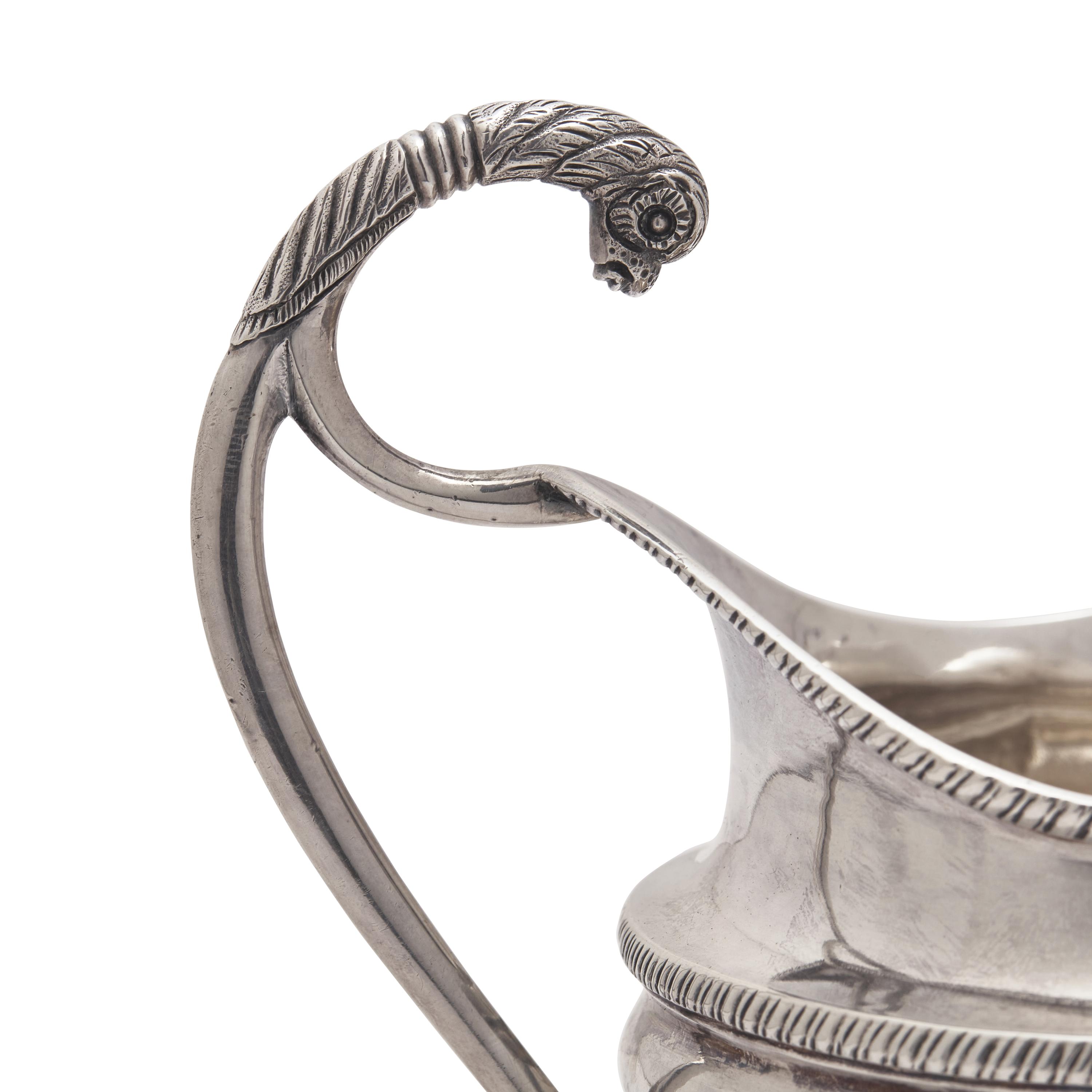 A Federal Silver Covered Sugar Dish and Creamer