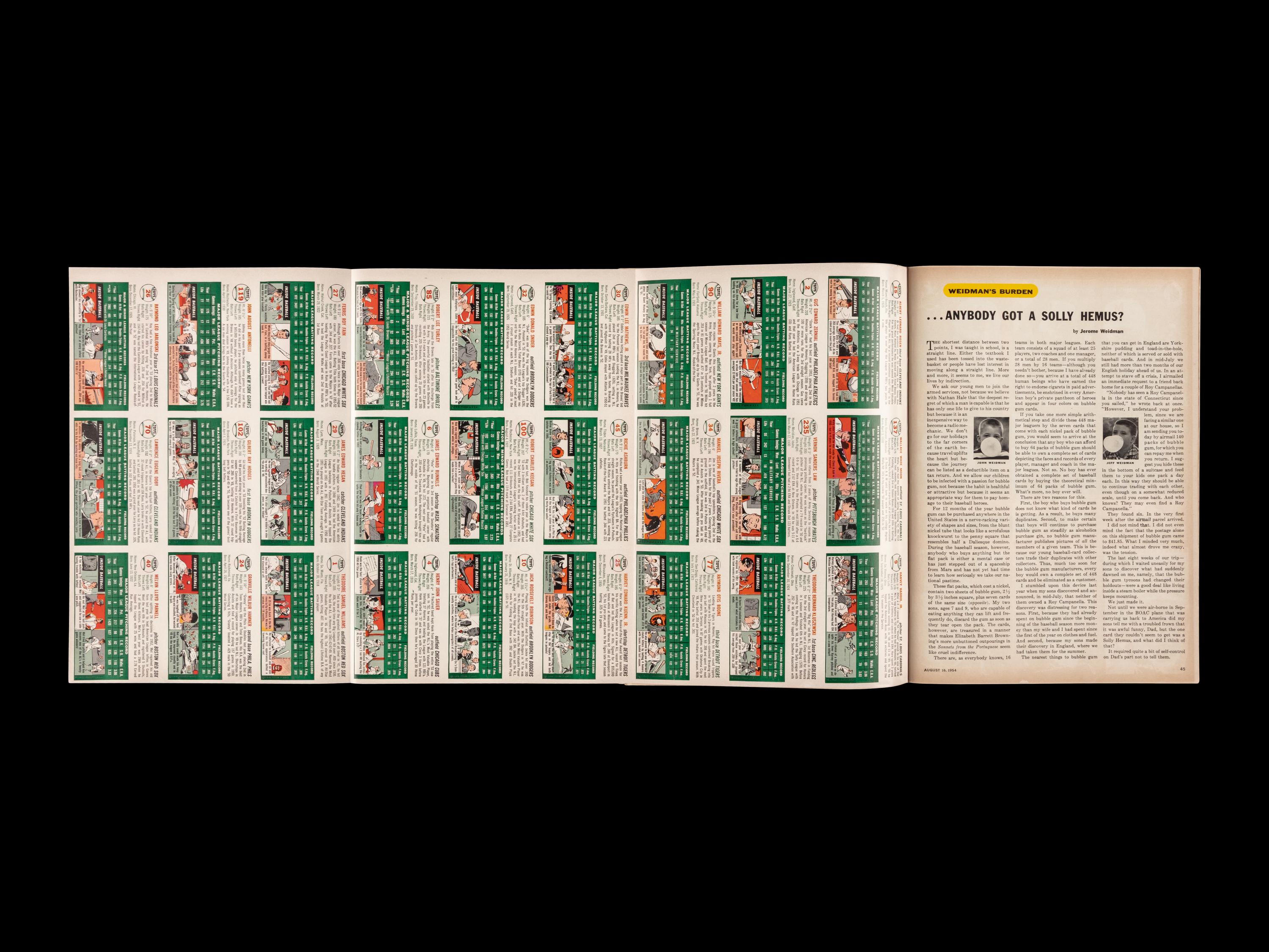 A Complete 1954 Sports Illustrated First Issue with Original Mailing Envelope and 1954 Topps Baseball Card Insert
