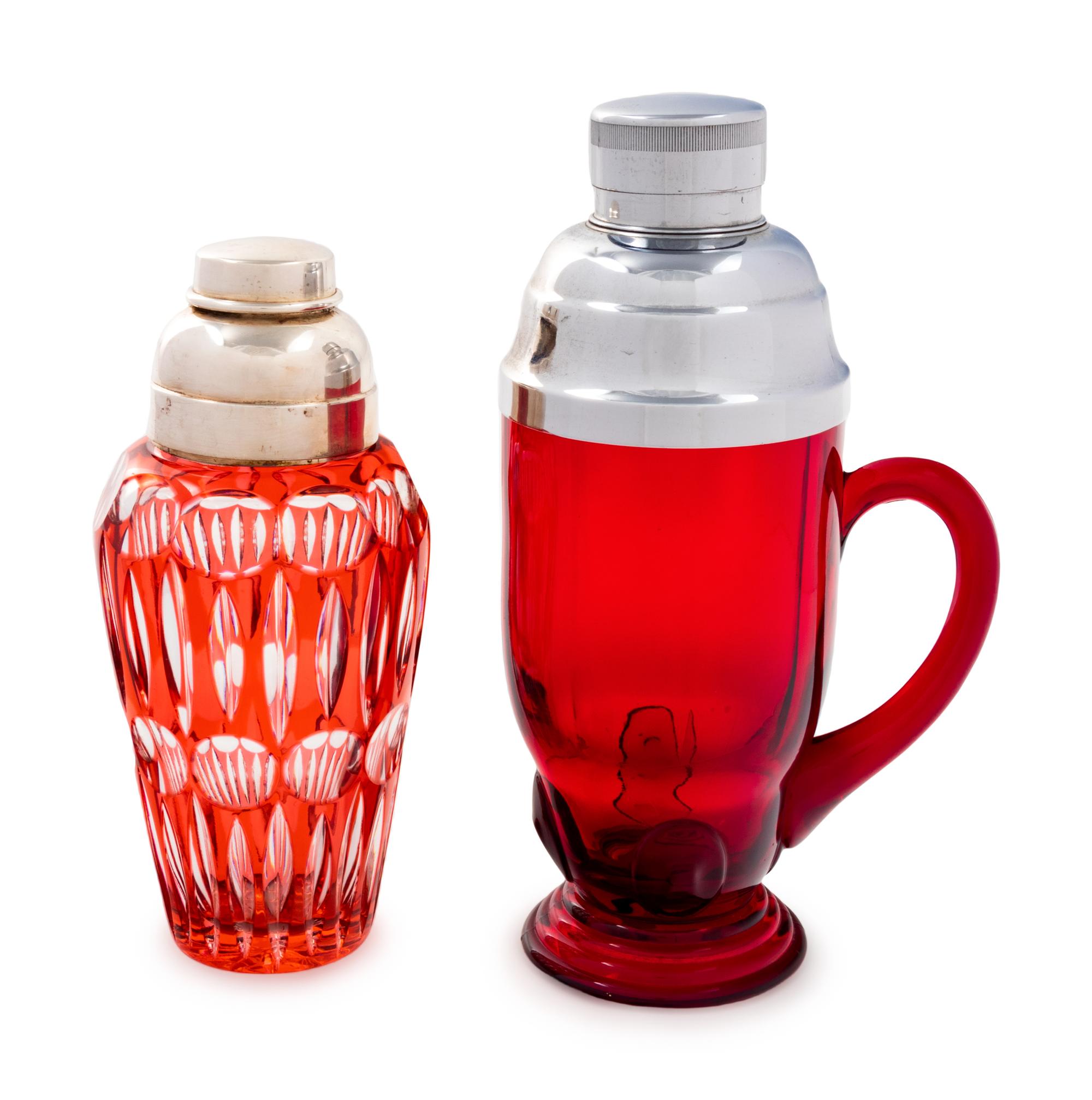 Two Cut Glass Cocktail Shakers
