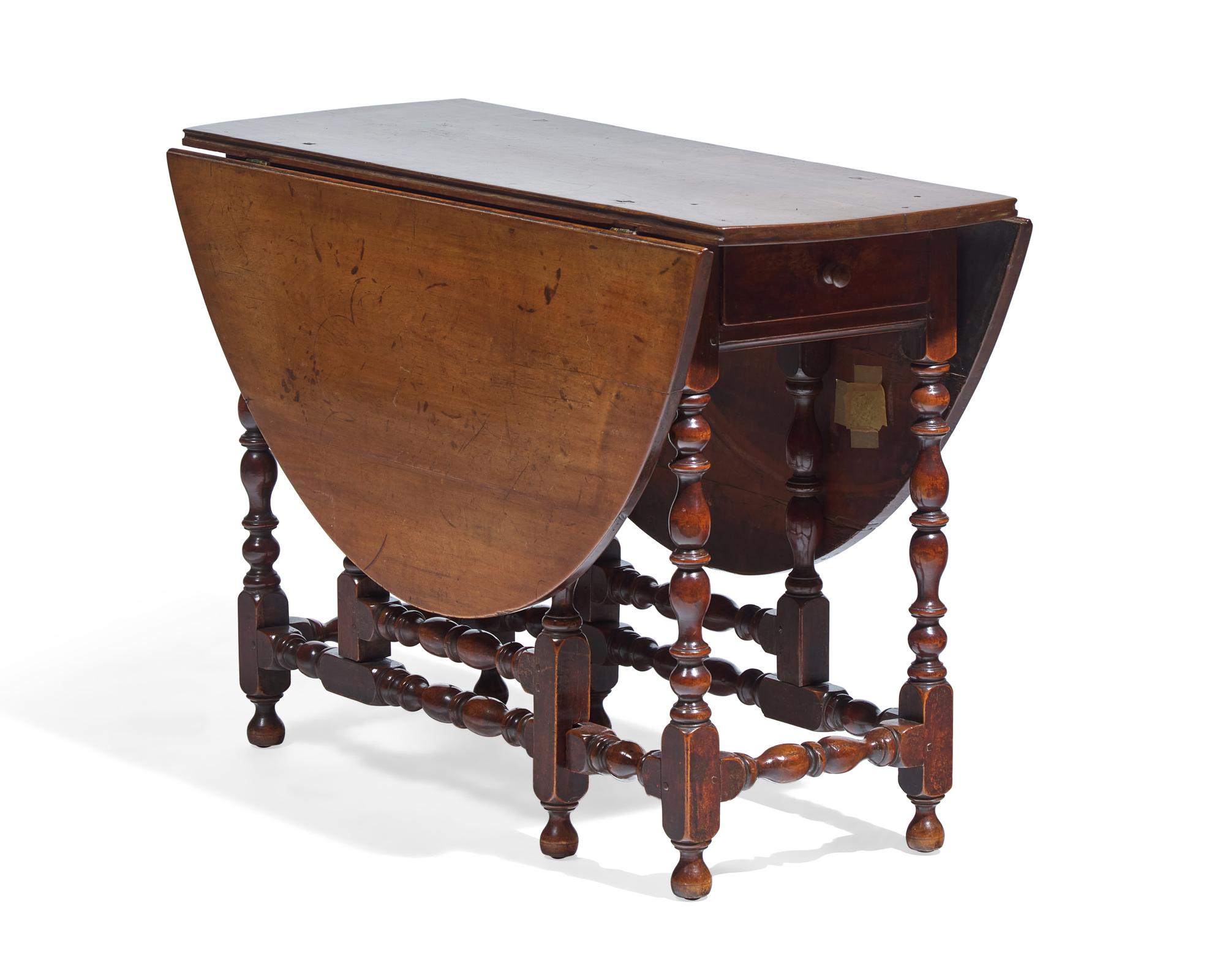 A William and Mary Turned Maple Gate-Leg Table