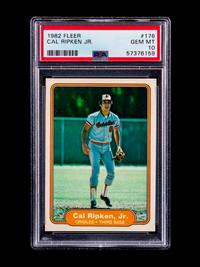 A 1982 Fleer Cal Ripken Jr. Rookie Baseball Card No. 176 (PSA 10, GEM MINT),