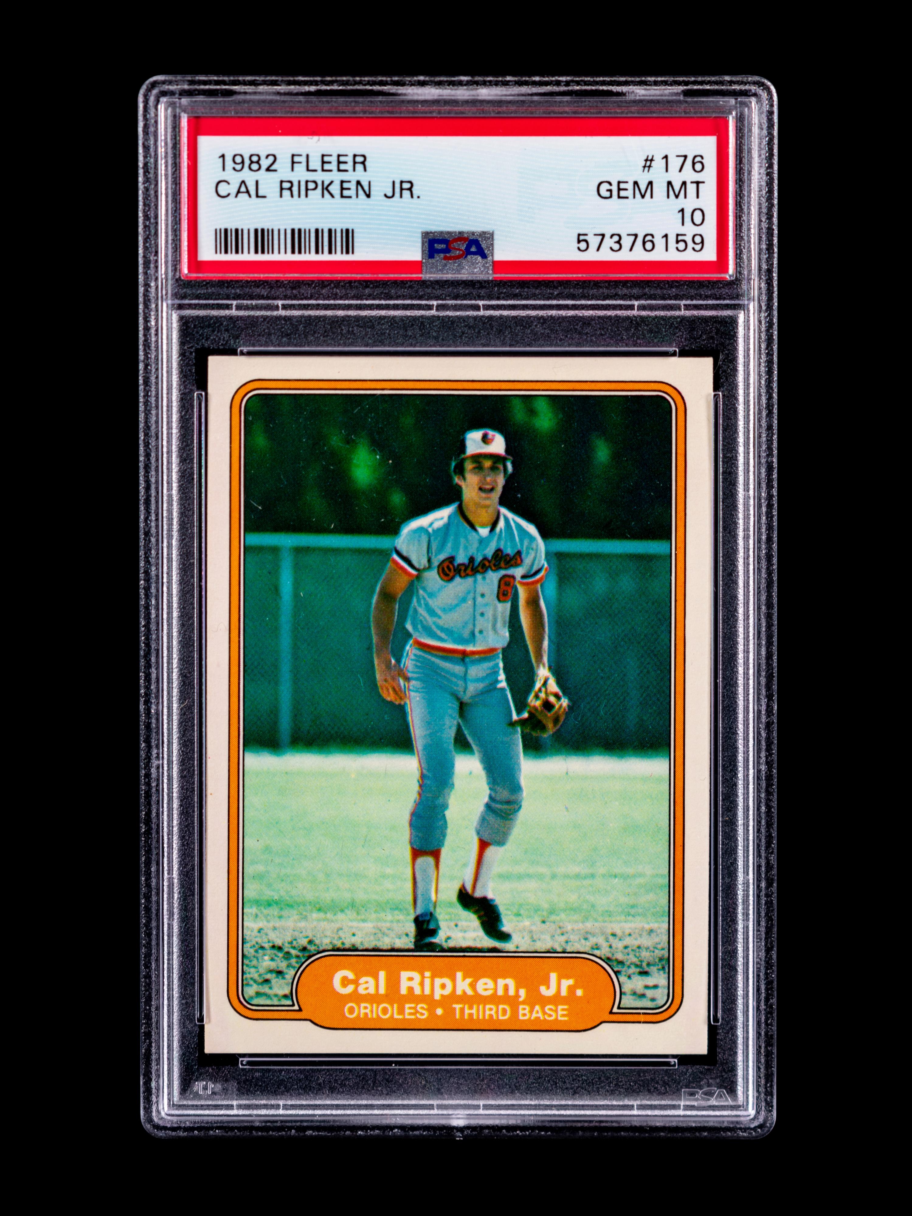 A 1982 Fleer Cal Ripken Jr. Rookie Baseball Card No. 176 (PSA 10, GEM MINT),