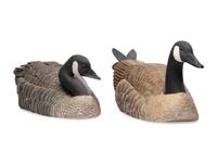 A Pair of Hollow Carved and Painted Wood Canada Goose Decoys