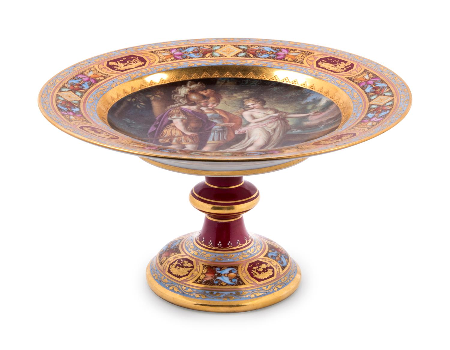 A Vienna Painted and Parcel Gilt Porcelain Tazza