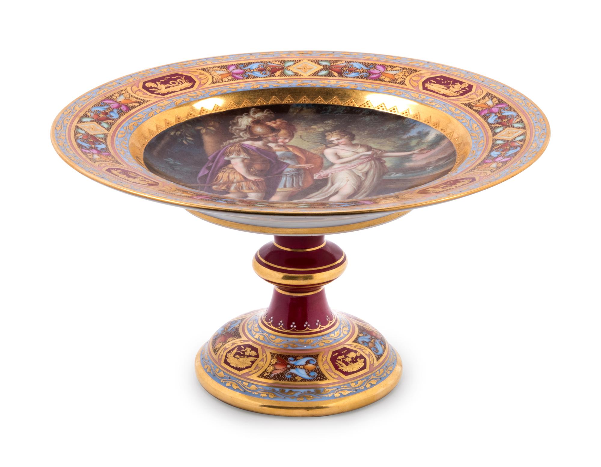 A Vienna Painted and Parcel Gilt Porcelain Tazza