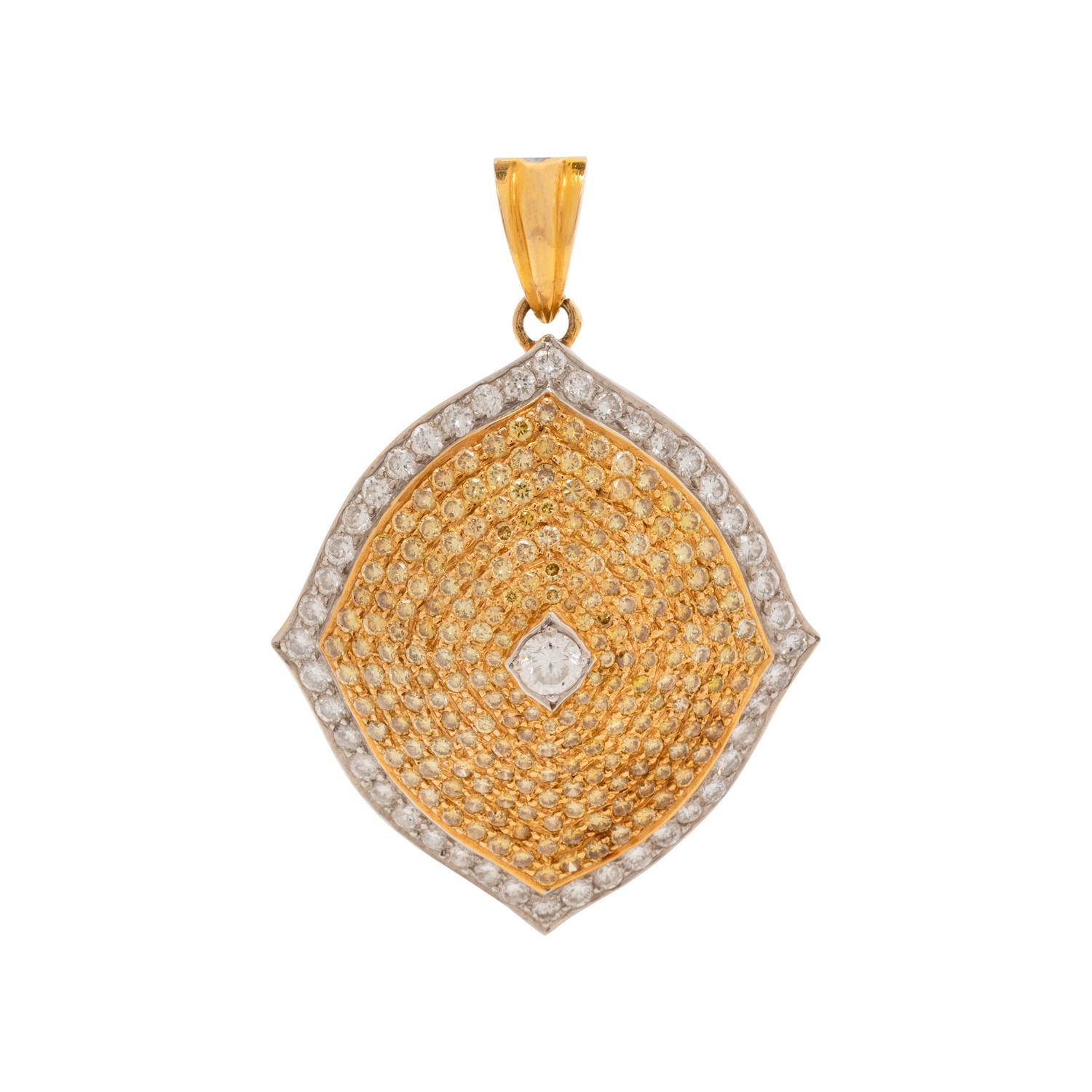 COLORED DIAMOND AND DIAMOND PENDANT