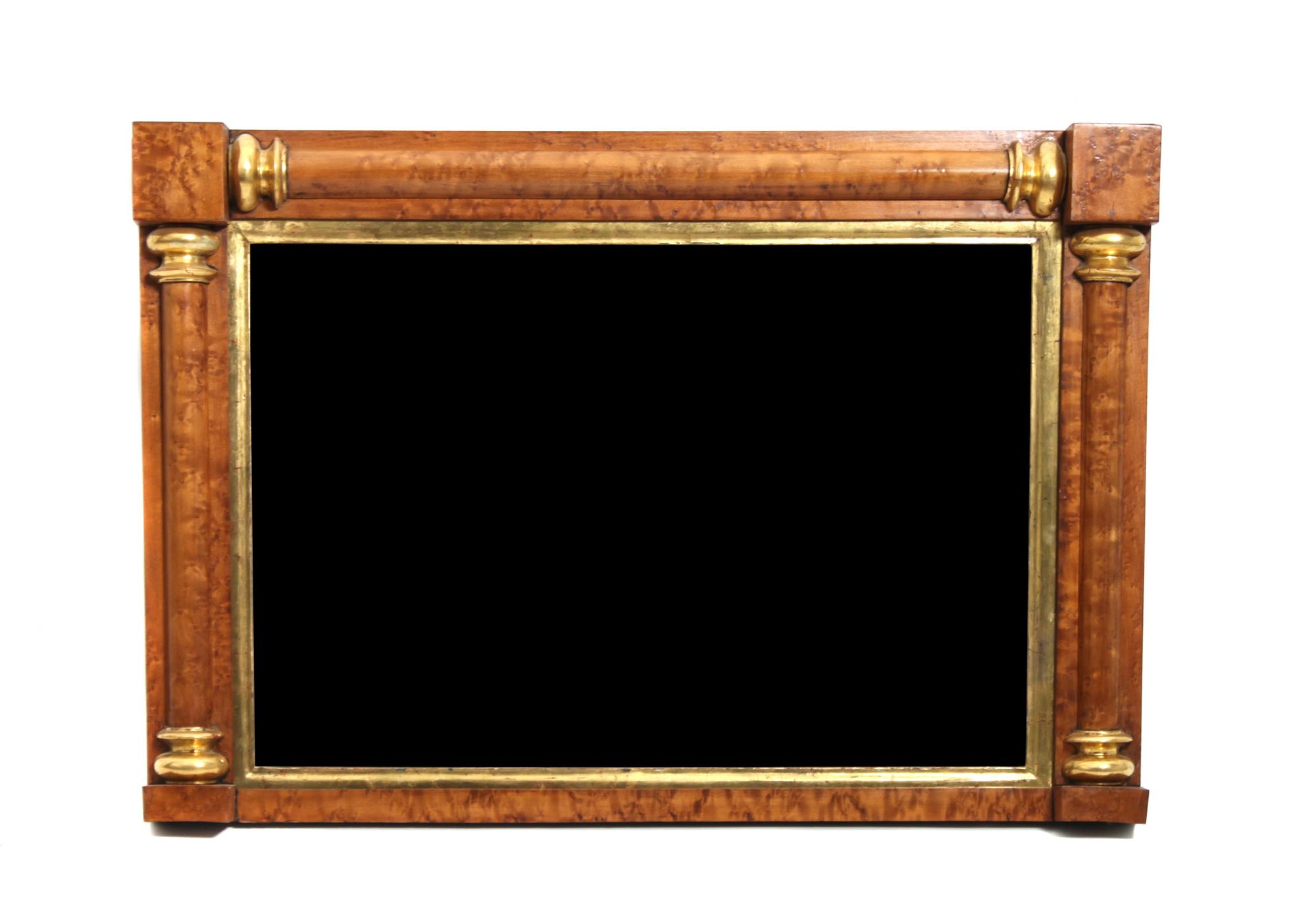 An American Maple and Giltwood Mirror Height 22 x width 32 inches