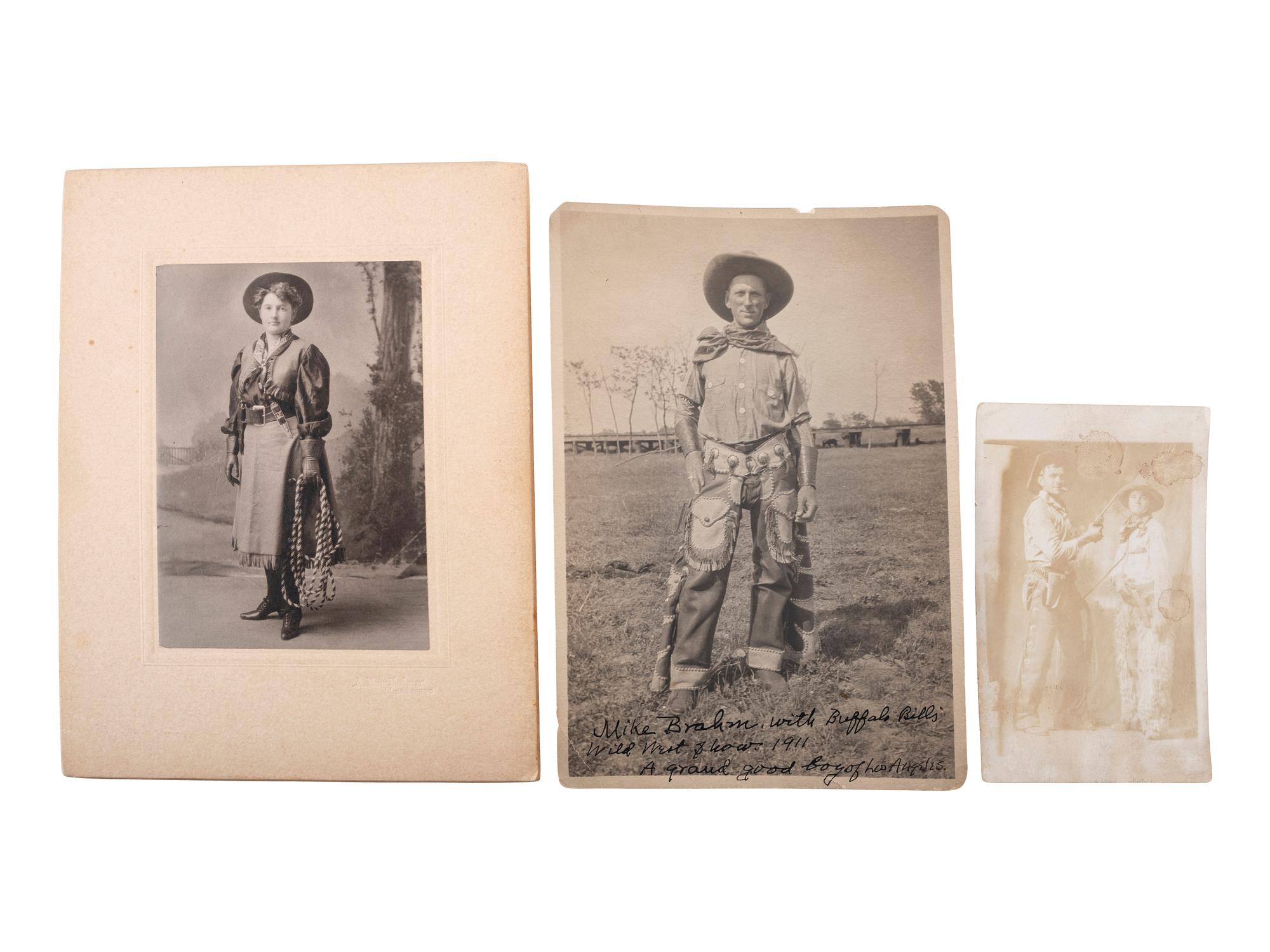 [WESTERN AMERICANA] -- [WILD WEST SHOWS]. Photographs and pinbacks featuring western performers.