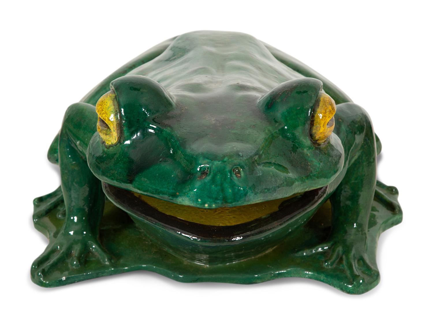 A Green Glazed Ceramic Model of a Frog — 20th Century