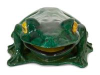 A Green Glazed Ceramic Model of a Frog — 20th Century