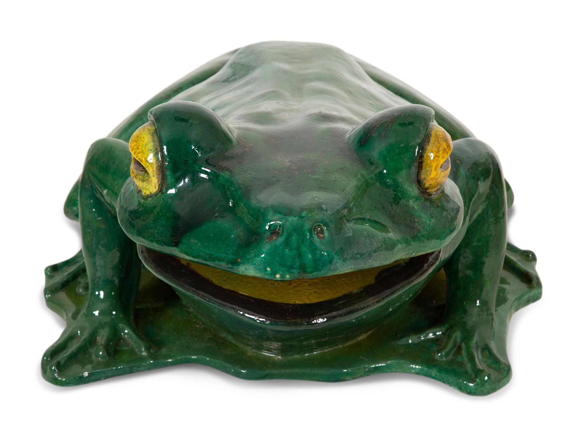 A Green Glazed Ceramic Model of a Frog — 20th Century