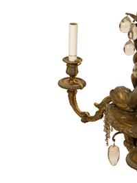A French Gilt Bronze Three-Light Dolphin Chandelier