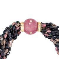 TOURMALINE, GLASS AND DIAMOND TORSADE NECKLACE