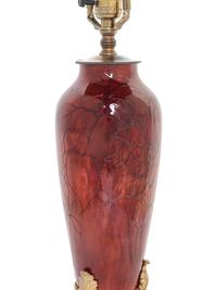An English Red-Glazed Pottery Vase Mounted as a Lamp