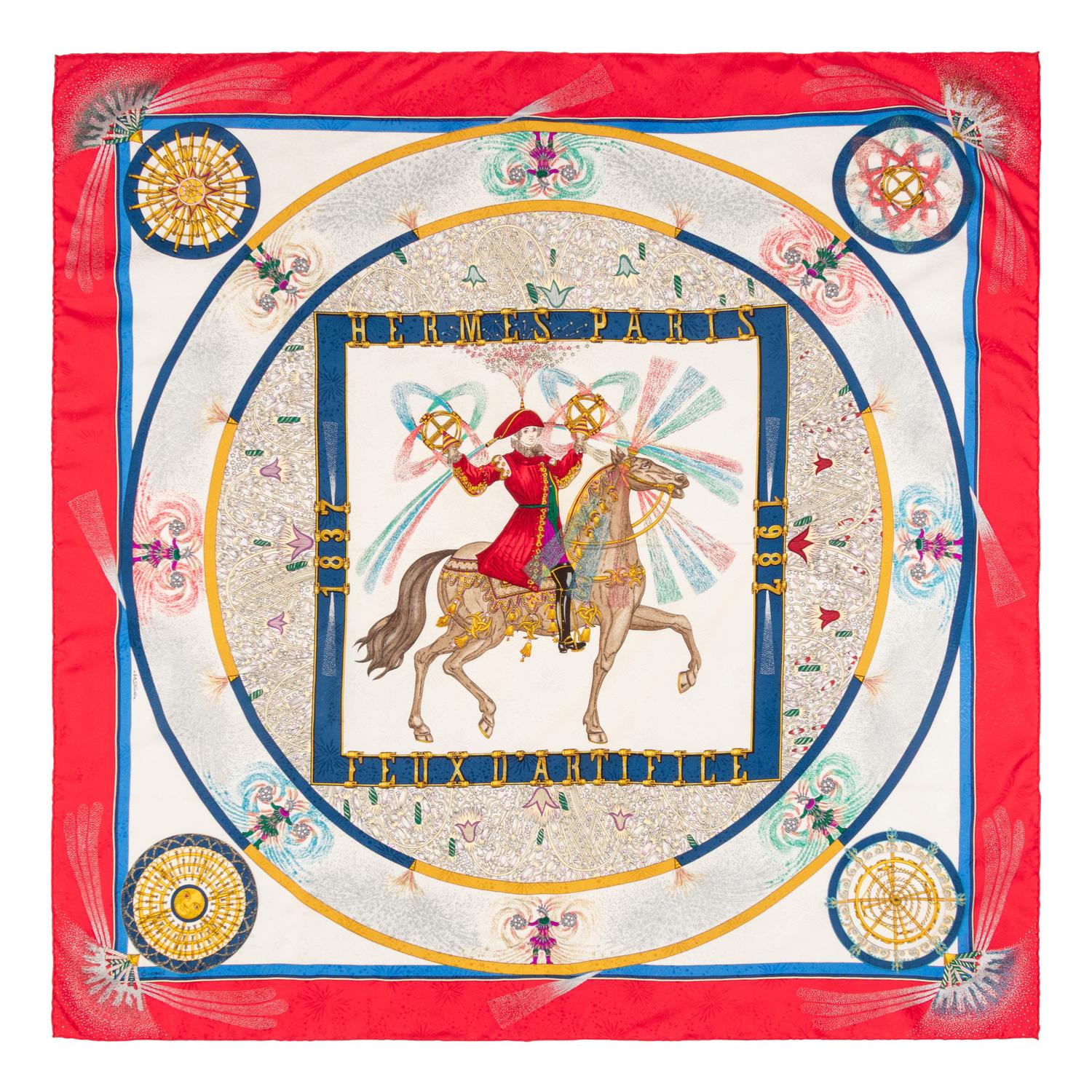 Hermès, Three Printed Silk Scarves 90