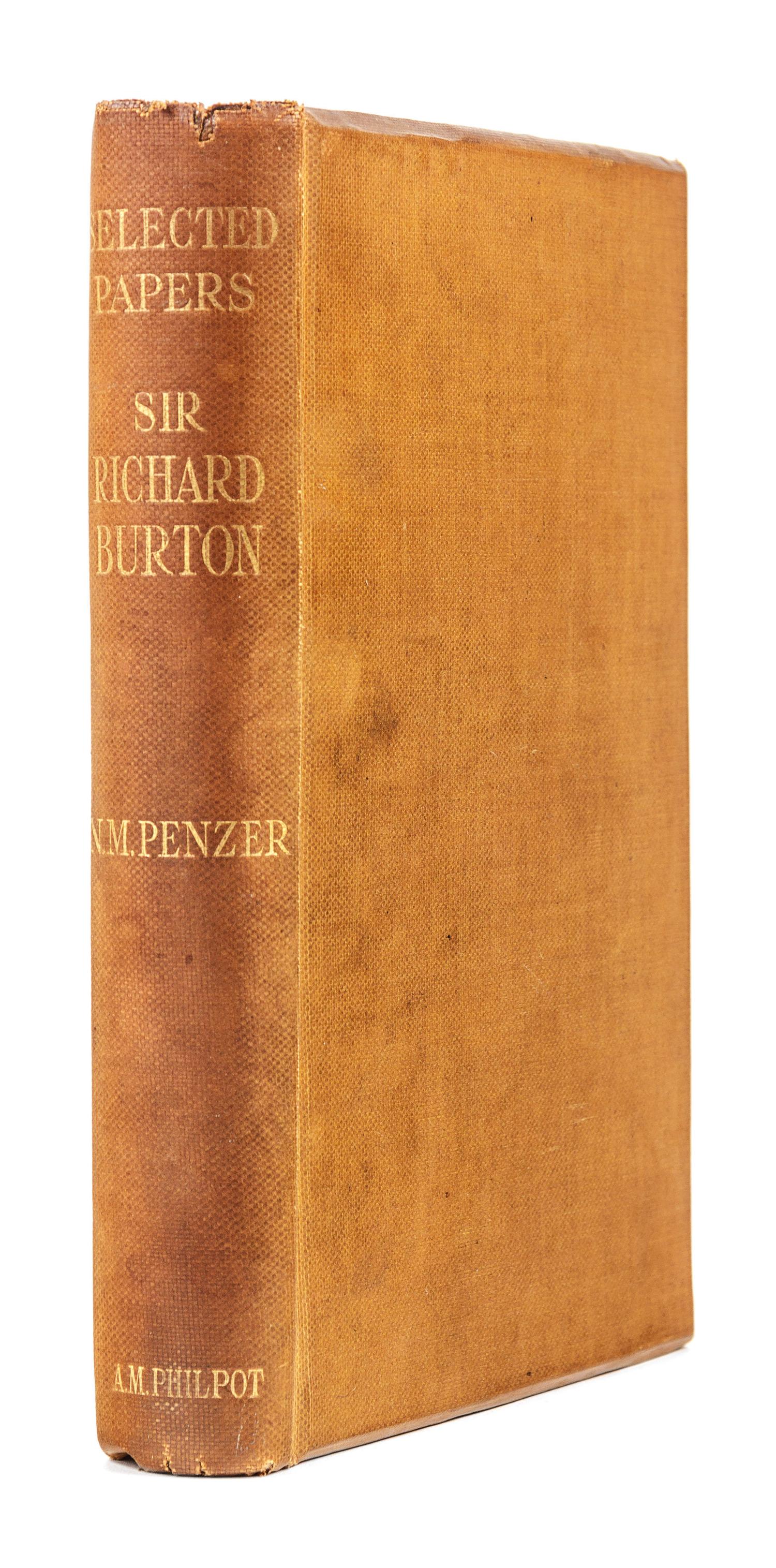 BURTON, Richard Francis, Sir (1821-1890). Selected Papers on Anthropology, Travel & Exploration. London: A. M. Philpot, 1924.