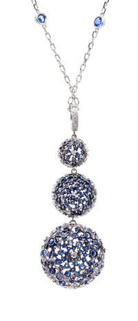 A Black Rhodium 18 Karat White Gold, Diamond and Sapphire 'PonPon' Pendant/Necklace, Mariani, 12.60 dwts.