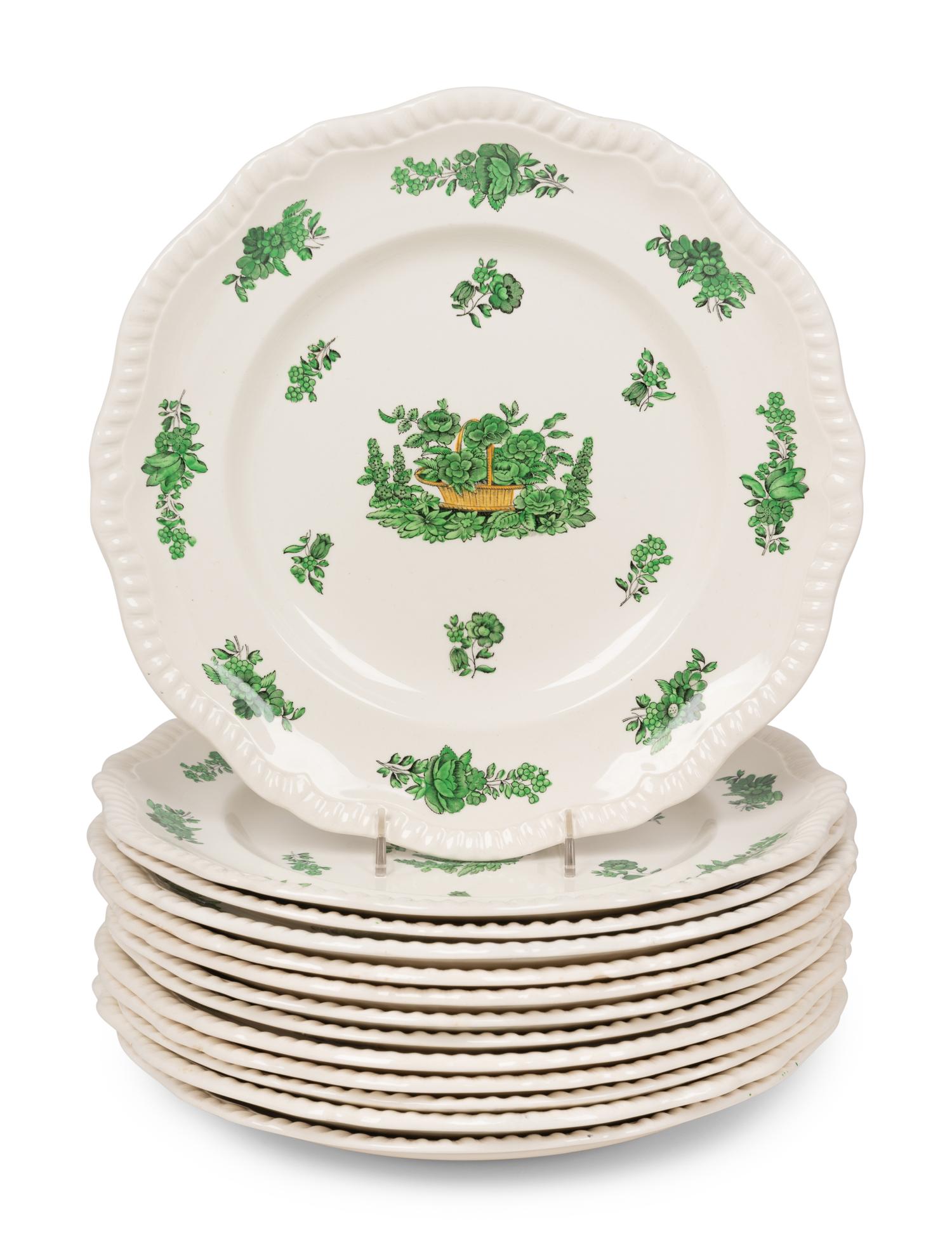 A Spode Green Basket Dinner Service